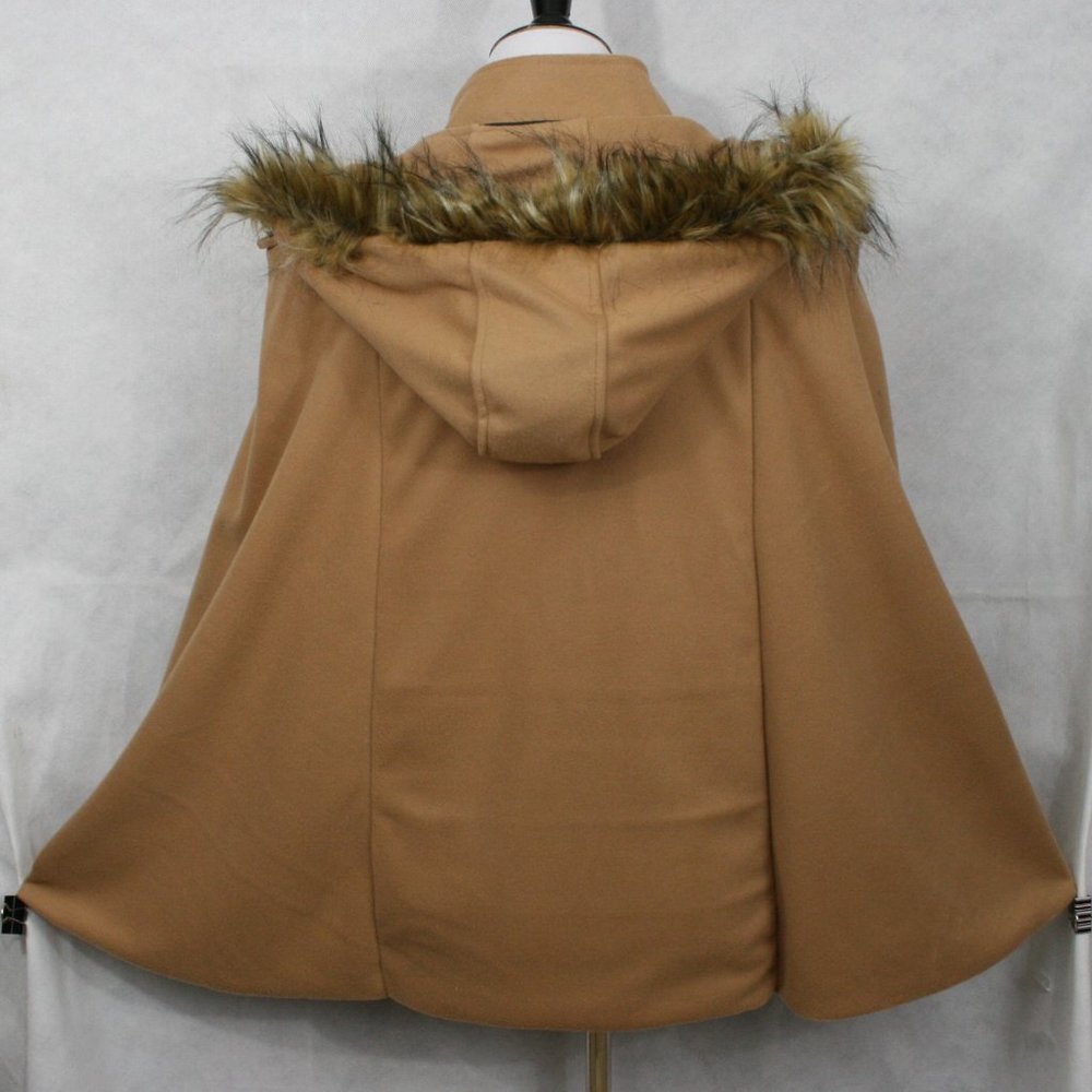 Jeykay Camel Polyester Lined Coat w/ Wings and Removable Fur Lined Hood SZ L NWT - Picture 4 of 10